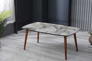 Modern Convertible Black Glossy Surface <b>Coffee</b> <b>Table</b> with Wood <b>Legs</b> MDF Material Living Room Furniture - Product Image 3