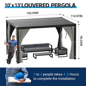 Pergola en aluminium E-shine 3*3*H2.5m <span class=keywords><strong>avec</strong></span> toit <span class=keywords><strong>rétractable</strong></span>, <span class=keywords><strong>auvent</strong></span> manuel, cadre décoratif, rideau et <span class=keywords><strong>moustiquaire</strong></span> - Product Image 3