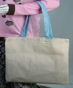 Bolsa de mano de algodón orgánico 100%, logotipo personalizado impreso, reutilizable, almacenamiento de lona para exteriores, cordón con mango superior, promocional en blanco - Product Image 1