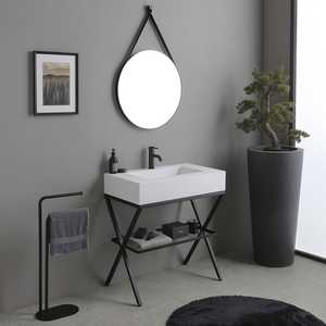 Meuble de salle de bain sur pied de 80 cm avec lavabo en résine blanc Madeira, ensembles de salle de bain - Product Image 1