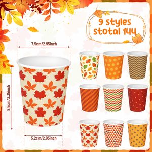 Gobelets à café jetables écologiques en PET/PLA pour Thanksgiving, 8 oz, assortiment de feuilles d'érable, récolte, vacances, boissons froides, thé, boissons - Product Image 4