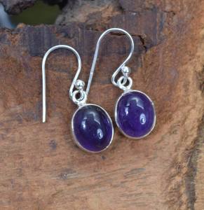 925ต่างหูเงินสเตอร์ลิงลายสันติภาพแบบมินิมอลสำหรับเด็กผู้หญิงการตั้งค่าฝาหลังเบี้ยสีม่วงธรรมชาติสำหรับวันครบรอบ - Product Image 2