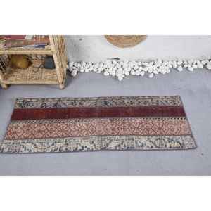 Vintage 1.6x4.3ft Rouge Beige Traditionnel Turc Tapis Classique Grande Surface Laine Latex 10mm Patchwork Rectangle Couloir Design - Product Image 3