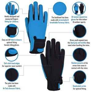 Gants d'équitation en tissu avec logo personnalisé Gants d'équitation en cuir synthétique en tissu à quatre voies - Product Image 5