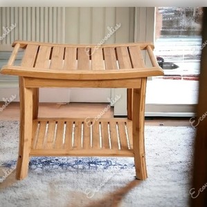 Taburete de Spa de madera de bambú de alta calidad, duradero, antideslizante, impermeable, consola con incrustaciones de hueso para baño para sala de estar y ducha - Product Image 5