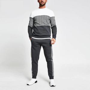 French Terry Cotton Hoodies <b>Men</b> Sweat Shirts Long Sleeve Stripe Check Color Block Slim Fit <b>Sweatshirt</b> <b>Crewneck</b> <b>Sweatshirts</b> - Product Image 3