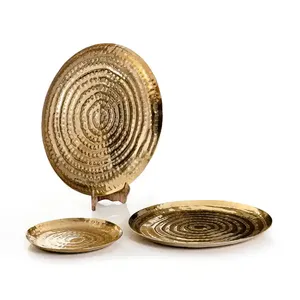 Plateau de service rond argenté au design Art déco pour les dattes, les bonbons au chocolat dans un hôtel ou à la maison pour la décoration de table de mariage - Product Image 5