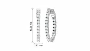 Boucles d'oreilles créoles classiques en or 14 carats et diamants naturels pour femmes - Product Image 2