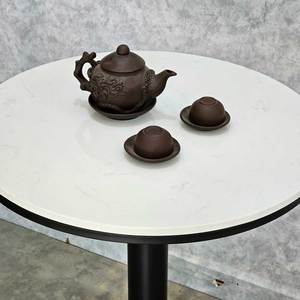 Modern Farmhouse 60cm Coffee Table Durable Iron Legs Stone Top Black CFD68217 Living Room Furniture Set - Product Image 5