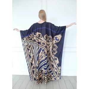 Caftán Largo Estampado de Lujo para Mujer, Vestido Largo hasta el Suelo con Mangas Acampanadas, Estilo Natural y Elegante para Vacaciones - Product Image 4