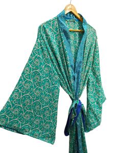 Night Wear Bell Sleeves <b>Swim</b> Wear Soft Silk Bathrobe Multi Color <b>Robe</b> Night Wear <b>Robe</b> Indian Vintage Recycled Silk Sari Kimono, - Product Image 6