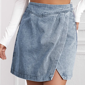 Minifalda acampanada de mezclilla con bolsillo de gran tamaño informal para mujer, novedad, con cinturón y buena calidad - Product Image 2