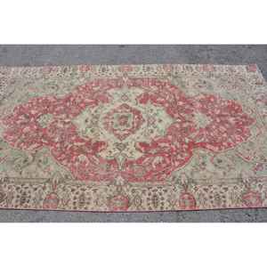 Alfombra turca vintage, alfombra de 5x9.1 pies, alfombra roja con lunares verdes - Product Image 4