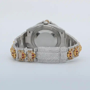 Reloj Mecánico de Lujo Personalizable con Diamantes Moissanite VVS, Estilo Hip Hop, de Acero Inoxidable y Oro Amarillo de 20 mm, con Cristal - Product Image 5