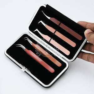 Pinzas de Extensión de Pestañas con Punta de Fibra de Primera Calidad, Punta en X, Volumen Curvo, Agarre Suave, Herramienta Individual para Pestañas - Product Image 1