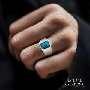 Anillo de Plata de Ley 925 para Hombre, Clásico, con Engaste de Shattuckita, Octagonal, Hecho a Mano, Regalo Único para Él, Cumpleaños, Aniversario, Fiesta - Product Image 4