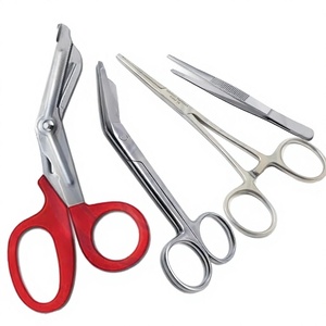 Juego de herramientas de paramédico de primeros auxilios, Kit de enfermera de acero inoxidable rojo, Lister tijera de vendaje, instrumentos de fórceps de hemostato de cizalla EMT Trauma - Product Image 1