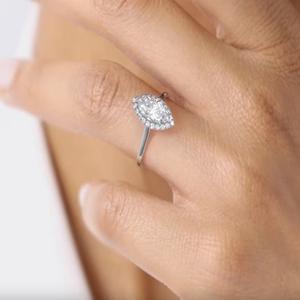 Marquise Lab Grown Diamond Ring 4x8mm Lab Creado Diamond Jewelry F Color VS1 Para la fabricación de joyas Anillo de compromiso para ella - Product Image 3