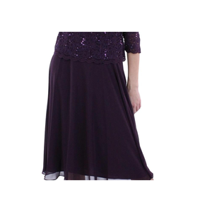 Abito da sera da donna Alex Evenings, nero, taglia M, con paillettes, pizzo a contrasto e tessuto in chiffon, vita naturale - Product Image 3