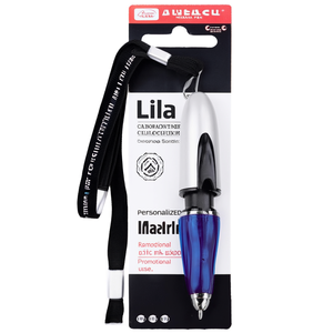 Penna a Sfera Lila Personalizzata con Cordino per Uso Promozionale - Product Image 3