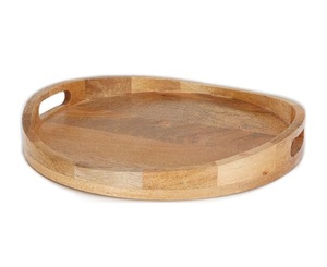Juego de 2 bandejas de madera de alta calidad para servir con asas de metal Bandeja de decoración de postres para bodas Cumpleaños Fiesta Fábrica - Product Image 2