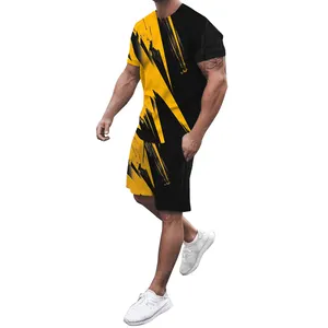 2024 Men Summer Fashion Wear 3D Digital Printed Short Sleeve Two Piece Set BY Survival Sports Wear