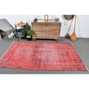 Alfombra roja Bohemia turca Vintage 4,1X7,2 pies área grande patrón abstracto de lana látex de 10mm de espesor para decoración de habitación de pasillo - Product Image 1