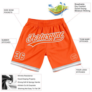 Pantalones Cortos de Baloncesto de Malla Naranja para Hombre, Uniformes de Equipo Personalizados, Pantalones Deportivos de Secado Rápido y Transpirables, Suministro al por Mayor de Fábrica OEM - Product Image 2