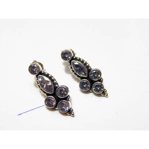 925 Sterling <b>Silver</b> Handmade <b>Stud</b> Earrings with Cubic Zirconia Faceted Gemstone Light Weight Ear <b>Stud</b> Anniversary Gift - Product Image 1