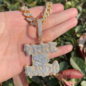 Colgante de Lujo Estilo Hip Hop para Hombre con Moissanita de Corte Brillante, Plata de Ley 925 Bañada en Oro de 14K, con Bandas Personalizadas Gratuitas - Product Image 6