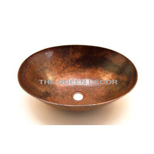 Bassin antique rond en cuivre gaufré fait à la main pour salle de bain cuisine utilisation directe de l'Inde fabricant intérieur métal Design - Product Image 5