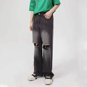 Neige lavage moyen personnalisé hommes Slim Fit déchiré jean cassé trou Denim haute rue solide printemps Vintage Denim pantalon - Product Image 4