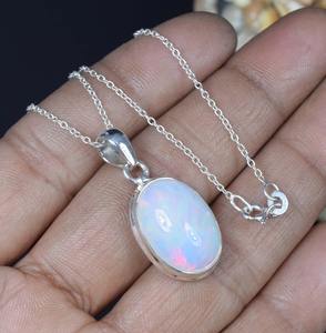 สร้อยคอโอปอลเอธิโอเปียสีฟ้าสุดคลาสสิกยอดนิยม925จี้อัญมณีเงินสเตอร์ลิงเครื่องประดับเงินสเตอร์ลิงสำหรับวันเกิดหินธรรมชาติของขวัญวันเกิด - Product Image 4