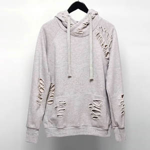 <b>Top</b> High Quality Comfortable Men <b>Distressed</b> Hoodie Cotton/Polyester Blend Long Sleeve Solid Winter Fleece - Product Image 1