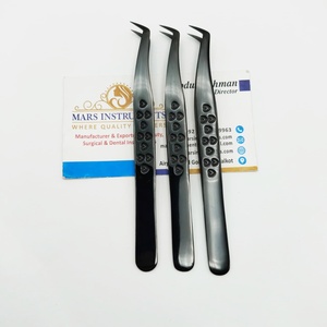 Plasma noir impression de coeur coudé à 65 degrés Durable antistatique prise parfaite Extensions de cils pince à épiler - Product Image 1