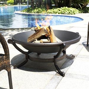 Fogata de hierro fundido estilo granja rústica tradicional patio exterior jardín patio trasero reuniones acogedoras calefacción y entretenimiento - Product Image 5