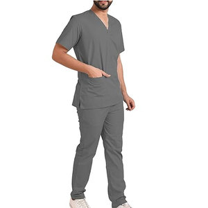 Custom Logo Breathable Solid Color Men <b>Scrub</b> <b>Sets</b> with Pocket Cheap Price for Men 2026 Wholesale - Product Image 1