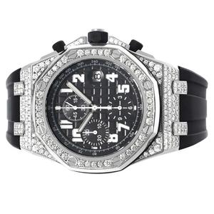 Customized Unisex Luxury Fashion Hip Hop <b>Watch</b> VVS Clarity Style Black <b>Rubber</b> Band Stainless Steel Case Mechanical Movement Bulk - Product Image 2