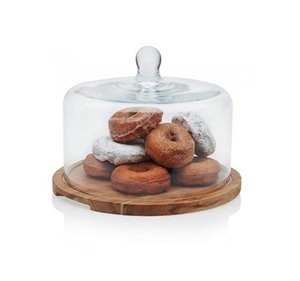 Designer Handmade Wedding Decor Table Top Wooden <b>Cake</b> Platter <b>Stand</b> with <b>Glass</b> Top Wholesale Manufacturer - Product Image 5