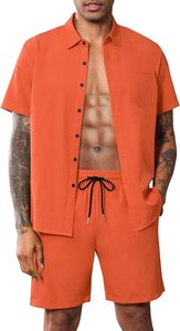 Conjuntos Deportivos para Hombre, Pantalones Cortos, Camisas Polo con Botones, Conjuntos Deportivos Casuales para Caminar, Cómodos - Product Image 2