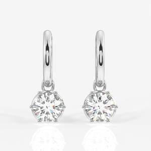 Round Lab Grown <b>Diamond</b> Drop <b>Earrings</b> 9K Gold Plated 14K White Gold for Weddings and Parties - Product Image 4