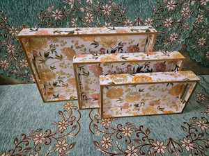 ชุดถาดพิมพ์ลายเคลือบสีสันสดใสหรูหราดีไซน์ใหม่สำหรับใช้จัดแสดงของขบเคี้ยวและใช้ตกแต่งในห้องนั่งเล่นจากอินเดีย - Product Image 4