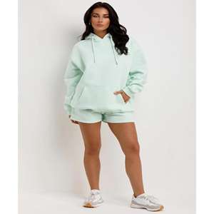 Conjunto de Sudadera con capucha y pantalones cortos informales para mujer, tela transpirable, Ideal para verano, Primavera y actividades diarias - Product Image 1