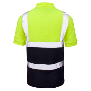 เสื้อโปโลทำงานแบบสะท้อนแสงสำหรับผู้ชาย แถบสะท้อนแสง ชุดทำงานเพื่อความปลอดภัย ผ้าโพลีเอสเตอร์ 100% สีนีออนเรืองแสง ความปลอดภัยสูง - Product Image 2