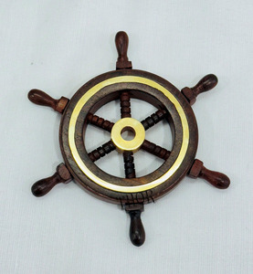 Rueda colgante de capitán pirata hecha a mano náutica (4 pulgadas), rueda de barco para decoración del hogar, volante de barco de madera para pared - Product Image 6