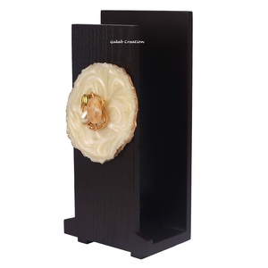 MDF <b>Wooden</b> Hand Towel Holder with Resin Decorative Accent Wall Mounted Bathroom and Kitchen Towel Hanger - Product Image 5