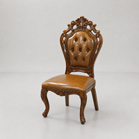 Chaise de salle à manger en bois de chêne européen et cuir véritable, en stock, prête à être expédiée, mobilier pour hôtel, restaurant, salle à manger, chaise haute à dossier haut