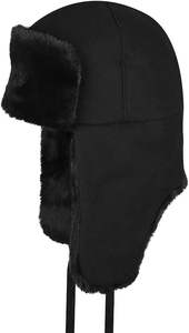 Chapeau de trappeur en polaire unisexe Chapeau d'hiver froid à bord et rabat d'oreille Chapeau de cyclisme épais coupe-vent Bomber Hat - Product Image 6