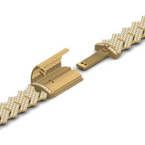 Bracelet cubain en argent sterling 925 de taille ronde Moissanite entièrement pavé avec placage à l'or Style Hip Hop - Product Image 3