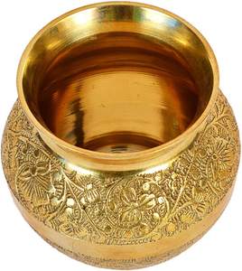 โลต้า กาลาดวี คาลาช ทำจากทองเหลือง สำหรับพิธีกรรม  งานฝีมือ  โลต้า คาลาช  งานปั้นลายนูน  ทำจากทองเหลือง  สำหรับงานพิธีกรรม  งานแต่งงาน และงานสังสรรค์ในครอบครัว - Product Image 1